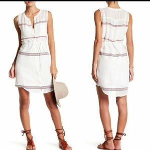Lucky Brand Woven Sleeveless Shirt Dress Striped